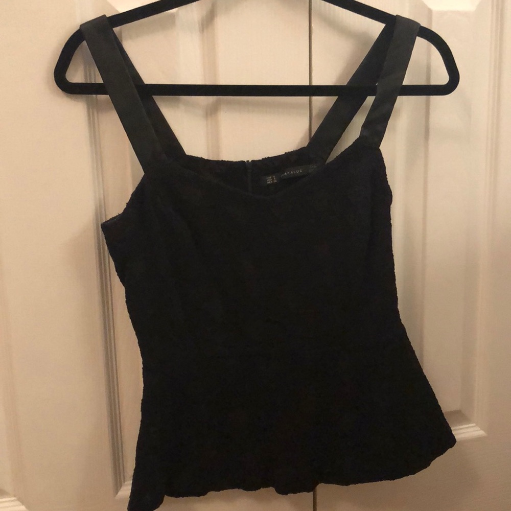 TRAFALUC by Zara peplum top w/ leather straps